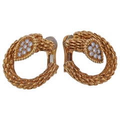 Boucheron Serpent Boheme Diamond Gold Earrings