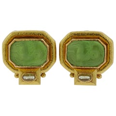 Elizabeth Locke Venetian Glass Intaglio Gold Earrings