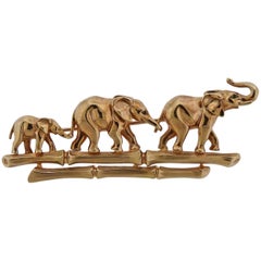 Cartier Elephant Emerald Gold Brooch Pin