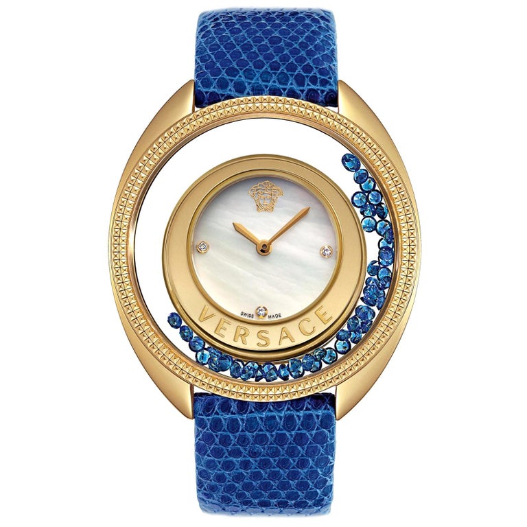 New Versace Destiny Spirit Sapphire Diamond Mother of Pearl Watch at