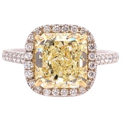 GIA zertifiziert 2,64 Karat natürlichen Fancy Gelb VVS1 Diamant Plat Verlobungsring