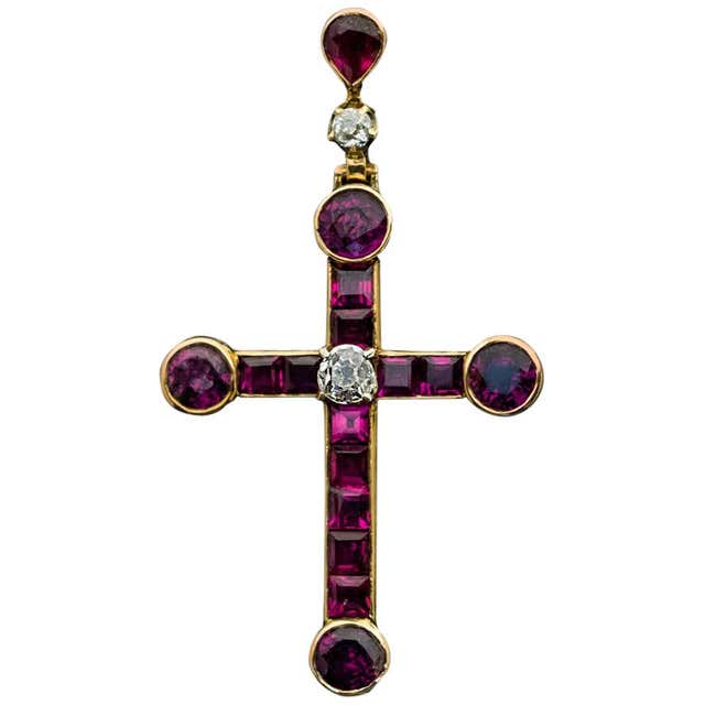 Belle Époque Antique Ruby and Diamond Cross Pendant at 1stDibs ...