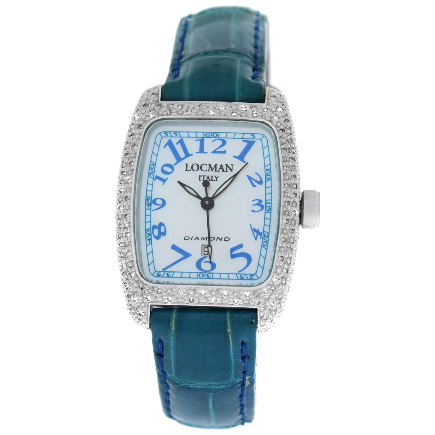 Ladies Locman Aluminum Diamond Mother of Pearl Quartz Watch For Sale