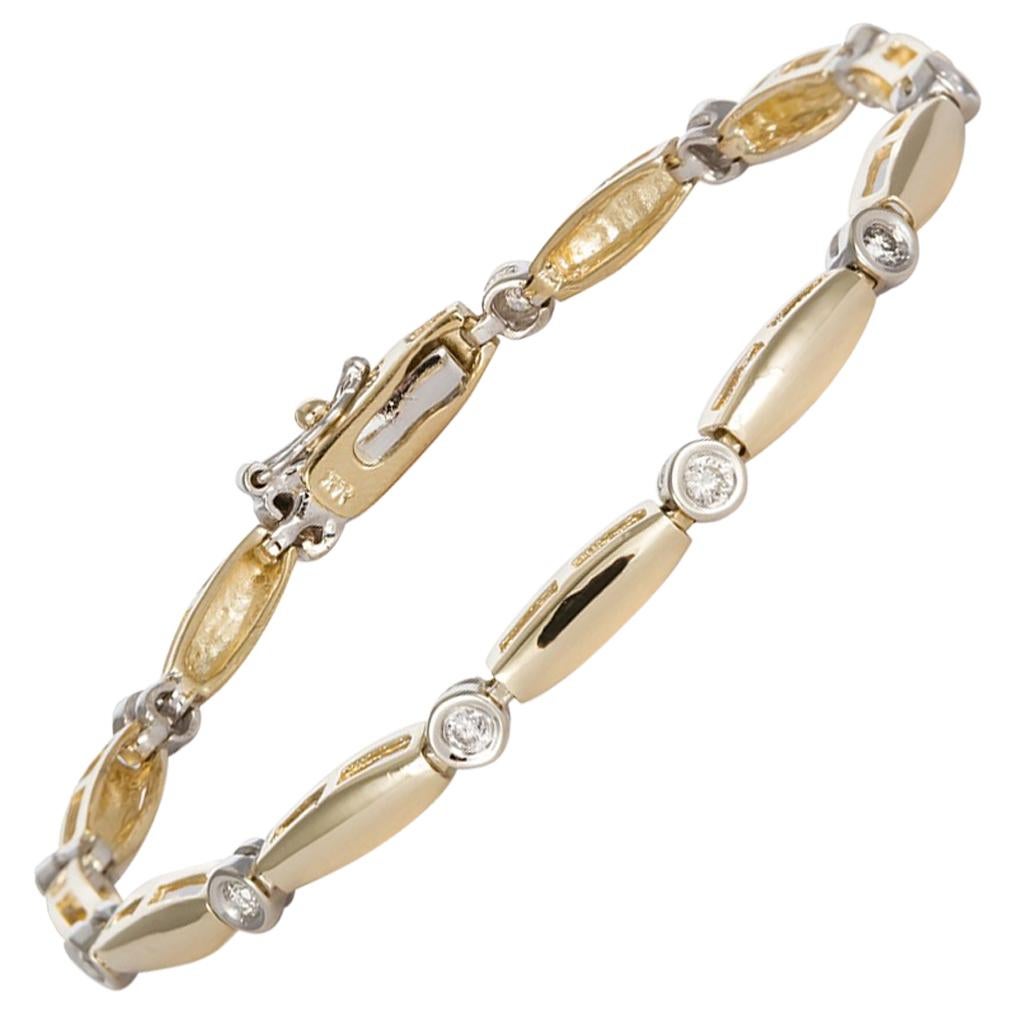 14 Karat Two-Tone White and Yellow Gold Diamond Bracelet