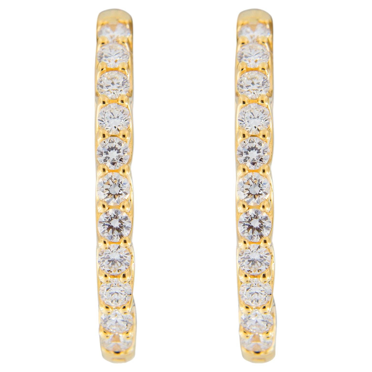 Jona White Diamond 18 Karat Yellow Gold Oval Hoop Earrings