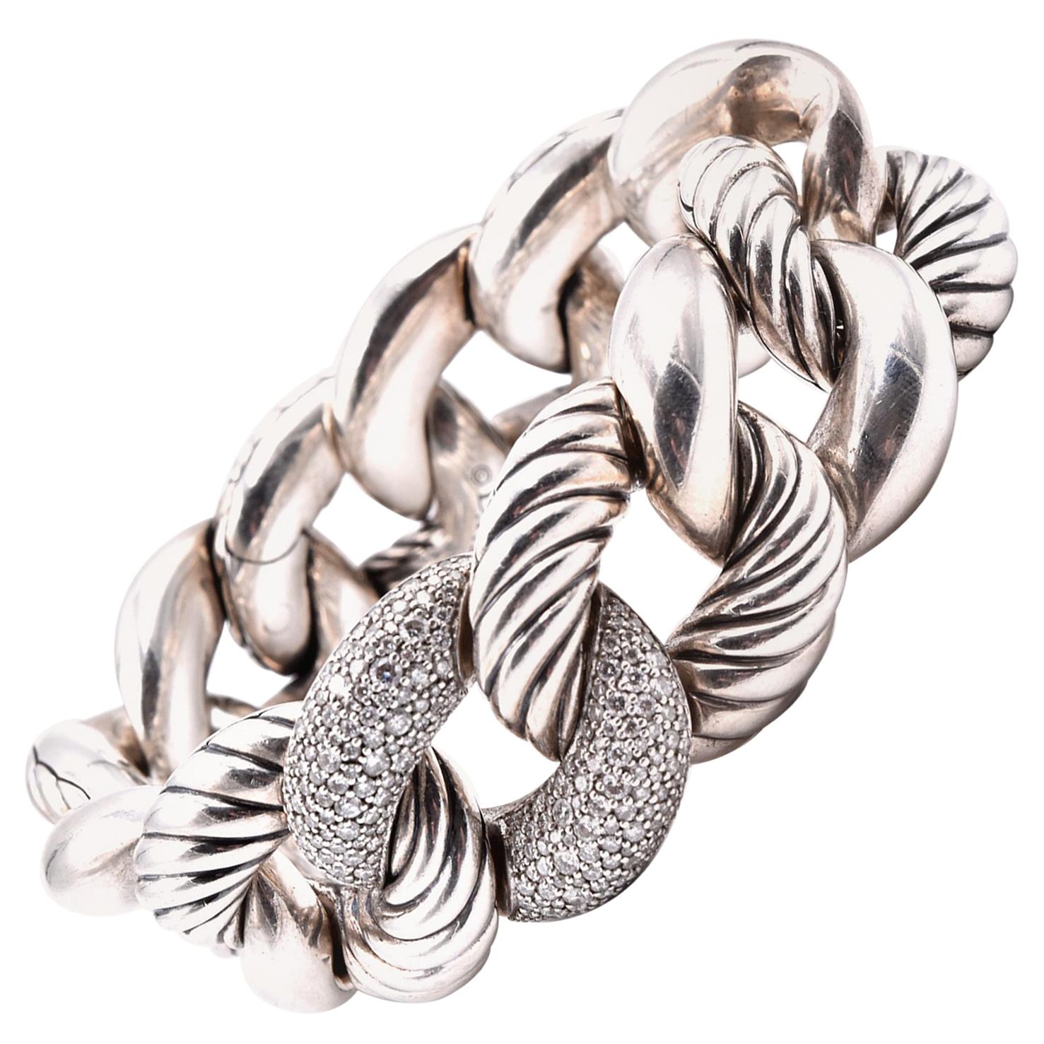 David Yurman “Belmont” Curb Link with Diamonds Bracelet