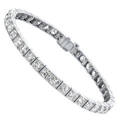 Antique Raymond Yard Art Deco Old European Cut Diamond Tennis Line Bracelet in Platinum