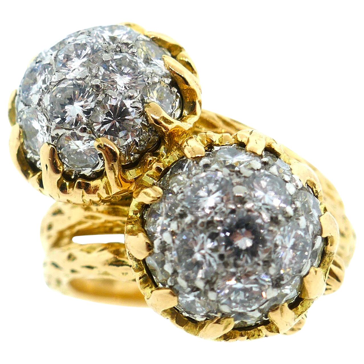 Van Cleef & Arpels Textured Diamond Bypass Ring