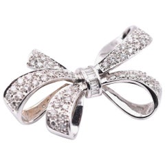 14 Karat White Diamond Bow Pin