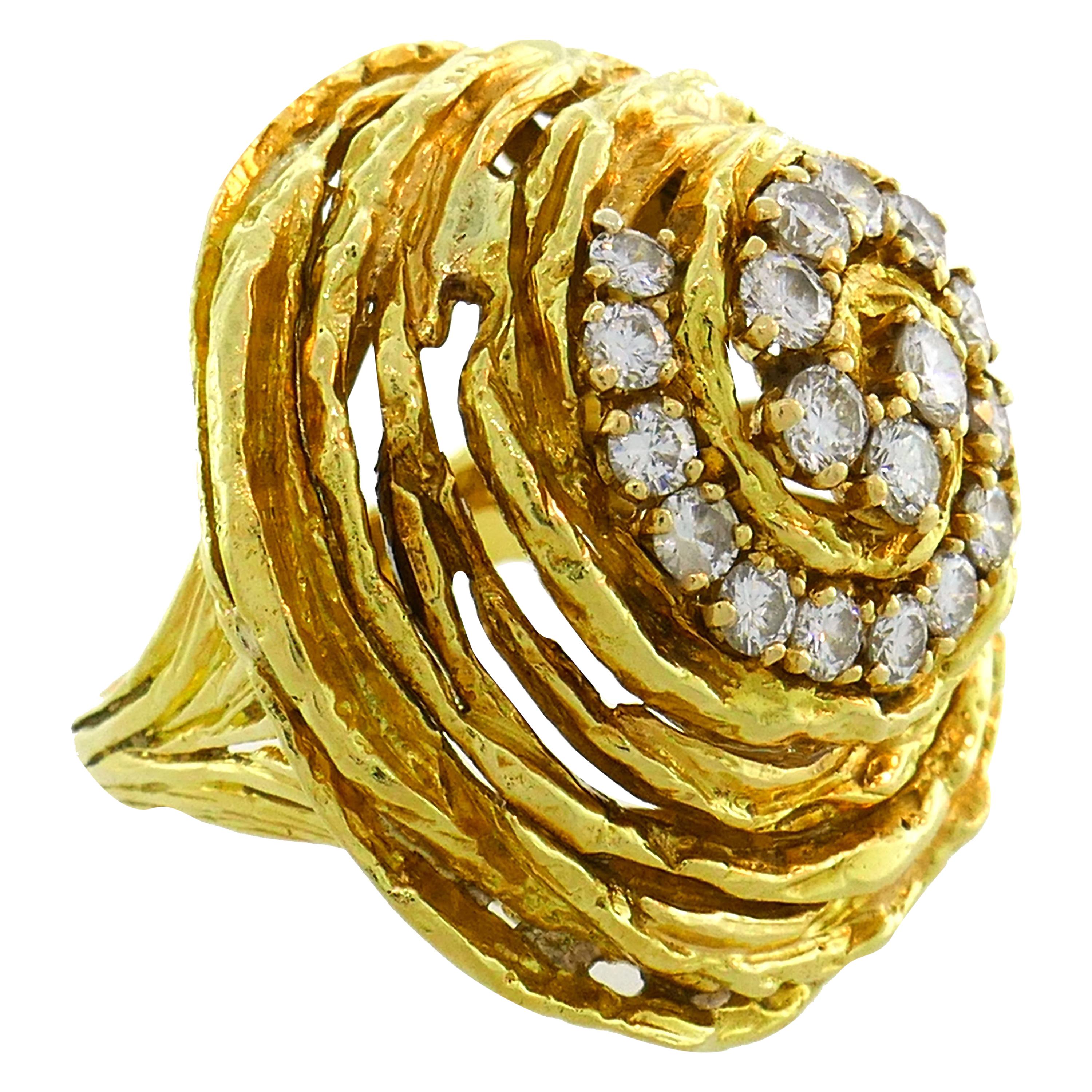 Cartier Diamond Yellow Gold Cocktail Ring