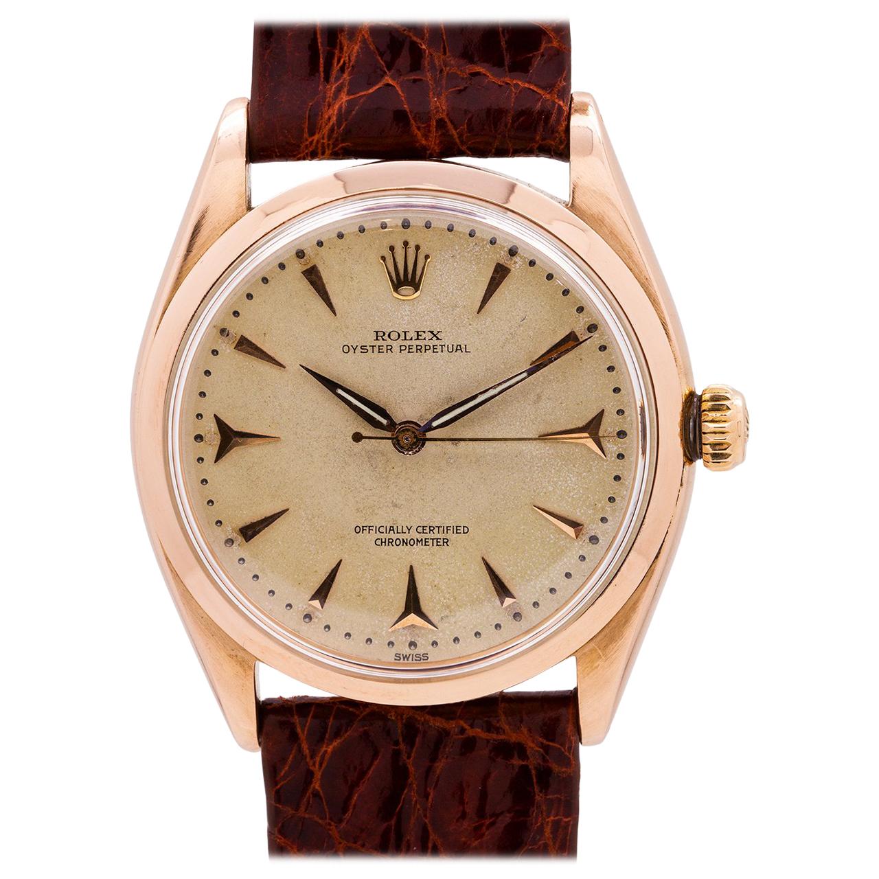 Rolex 18 Karat Pink Gold Oyster Perpetual Chronometer, circa 1956