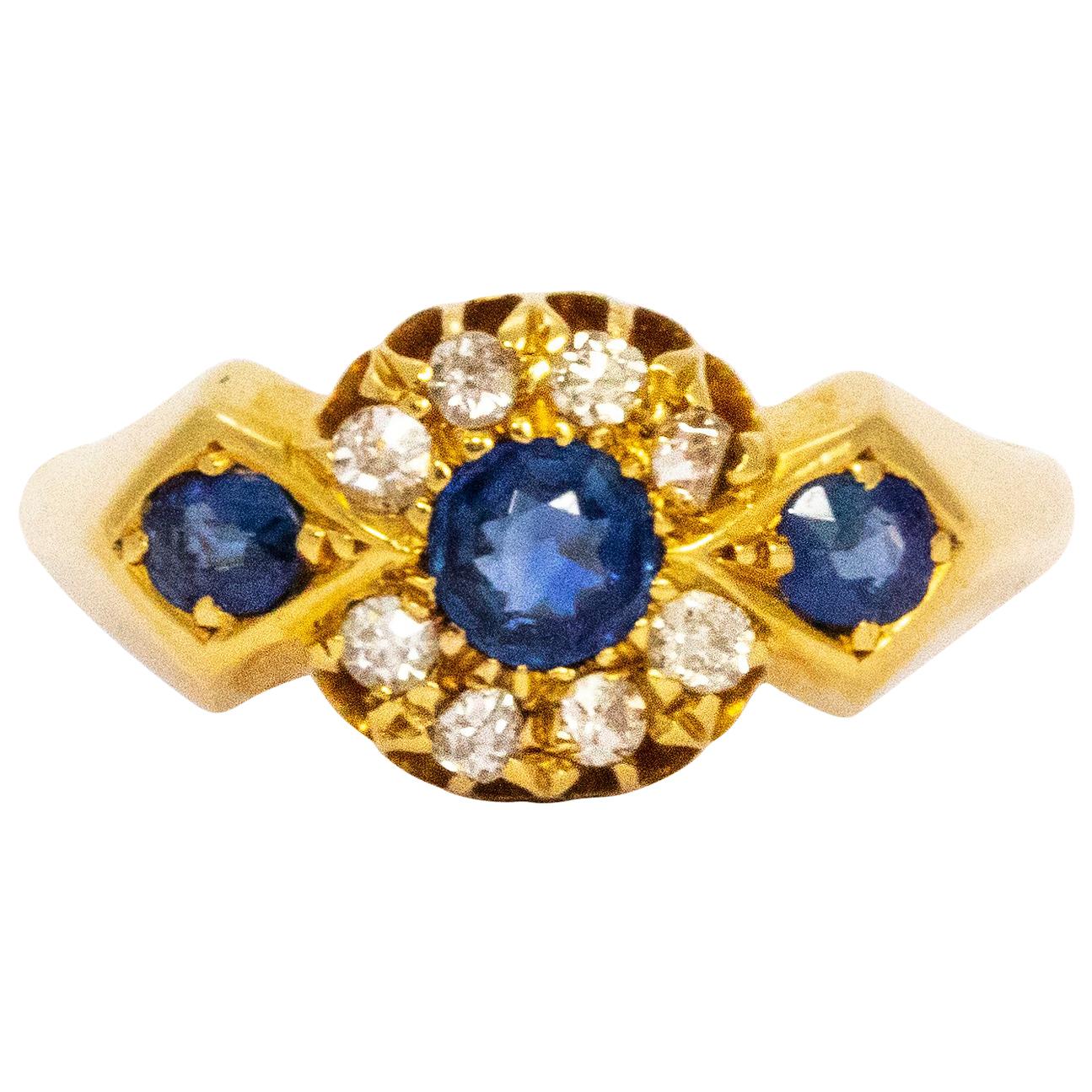Edwardian Sapphire and Diamond 18 Carat Gold Ring