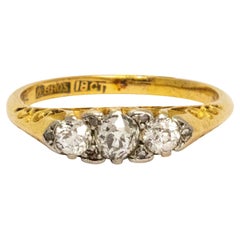 Edwardian Diamond 18 Carat Gold Three Stone Ring