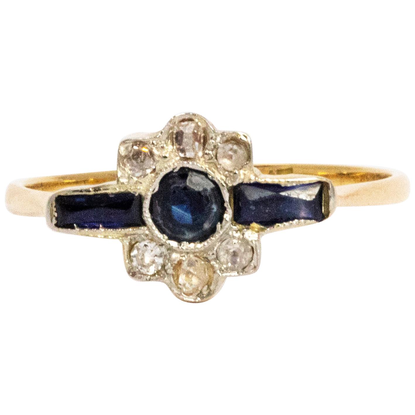 Art Deco Sapphire and Diamond Gold Ring