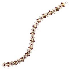 Oscar Heyman Diamond Ruby 18 Karat Yellow Gold Link Bracelet