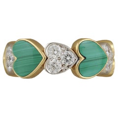 Picchiotti Xpandable™ 18K Yellow and White Gold Heart Diamond and Malachite Ring