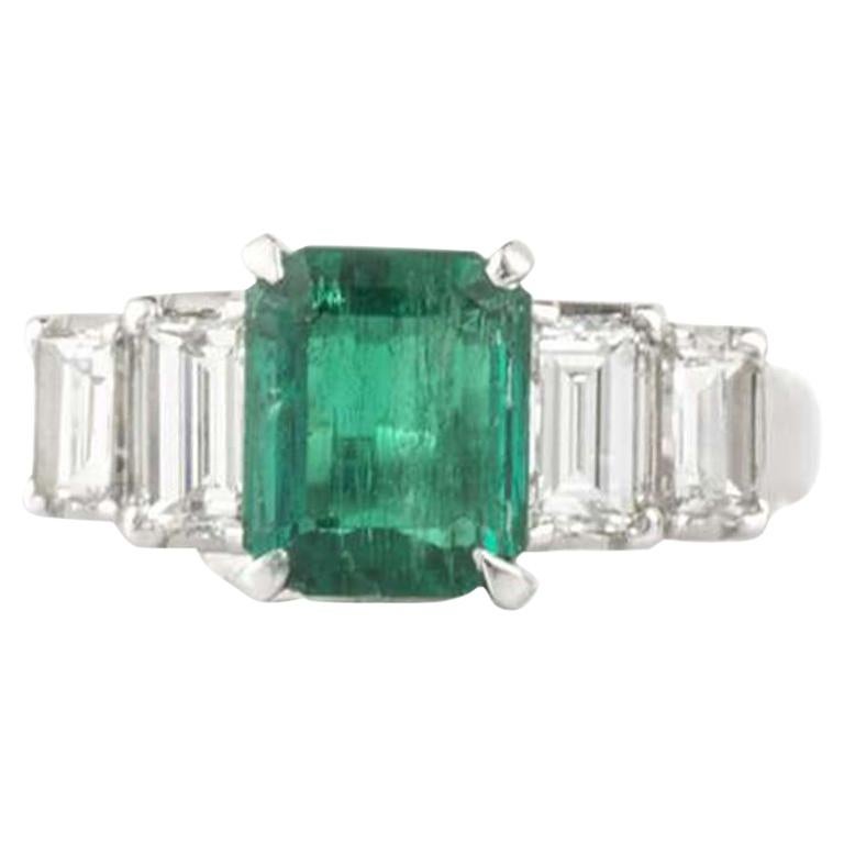 Certified Emerald and Diamond Ring 1.66 Carat