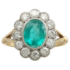 Vintage 1.51 Carat Emerald Diamond Yellow Gold Cocktail Ring Circa 1960