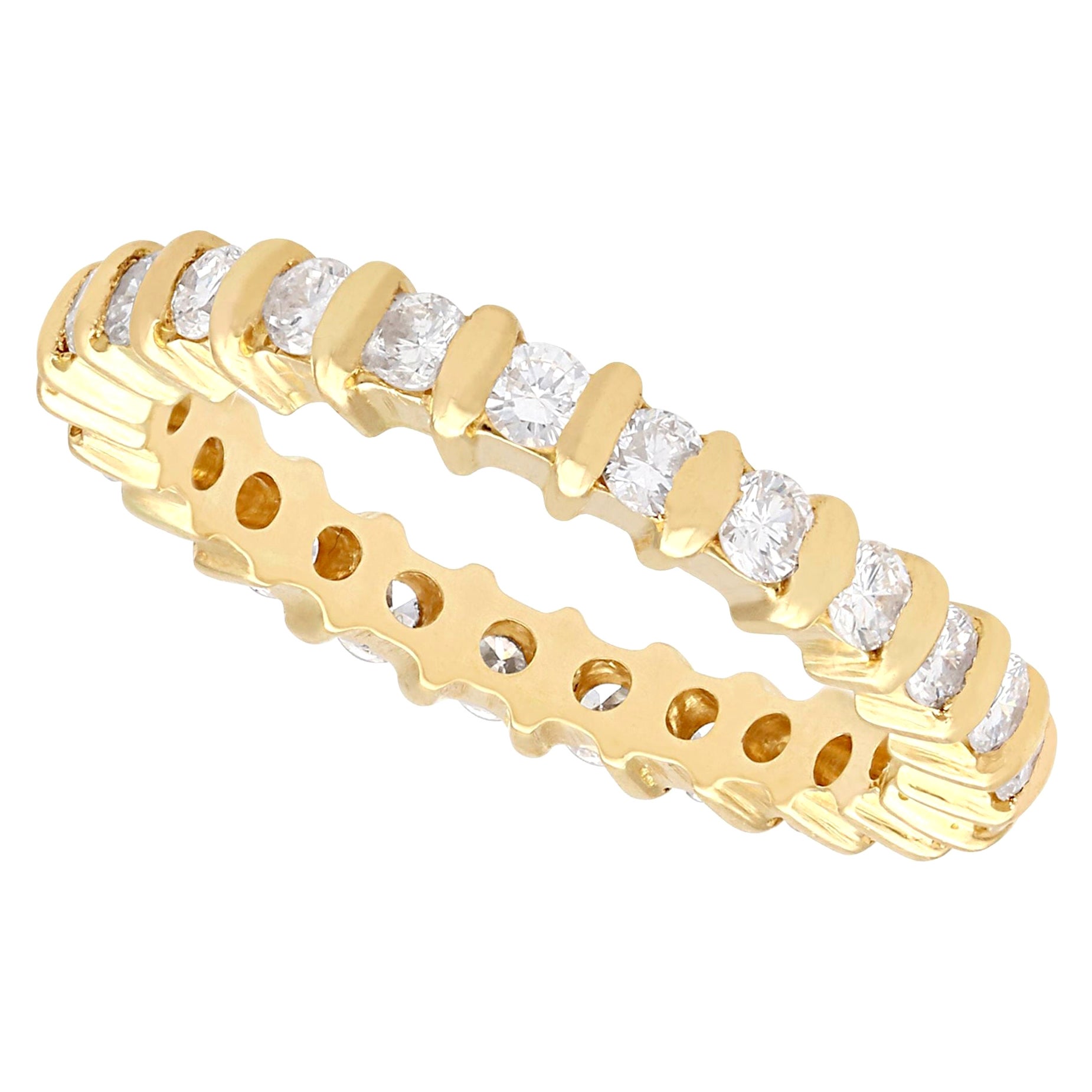 Bague d'éternité complète en or jaune et diamants taille L 1/2 en vente