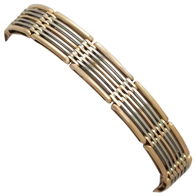Antique White Gold And Rose Gate Link Bracelet Antique White Gold And Rose Gate Link Bracelet