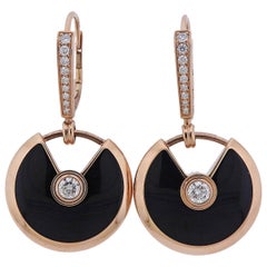 Cartier Amulette Onyx Diamond Gold Earrings