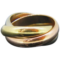 Cartier Trinity Three Gold Yellow White Rose Band Ring