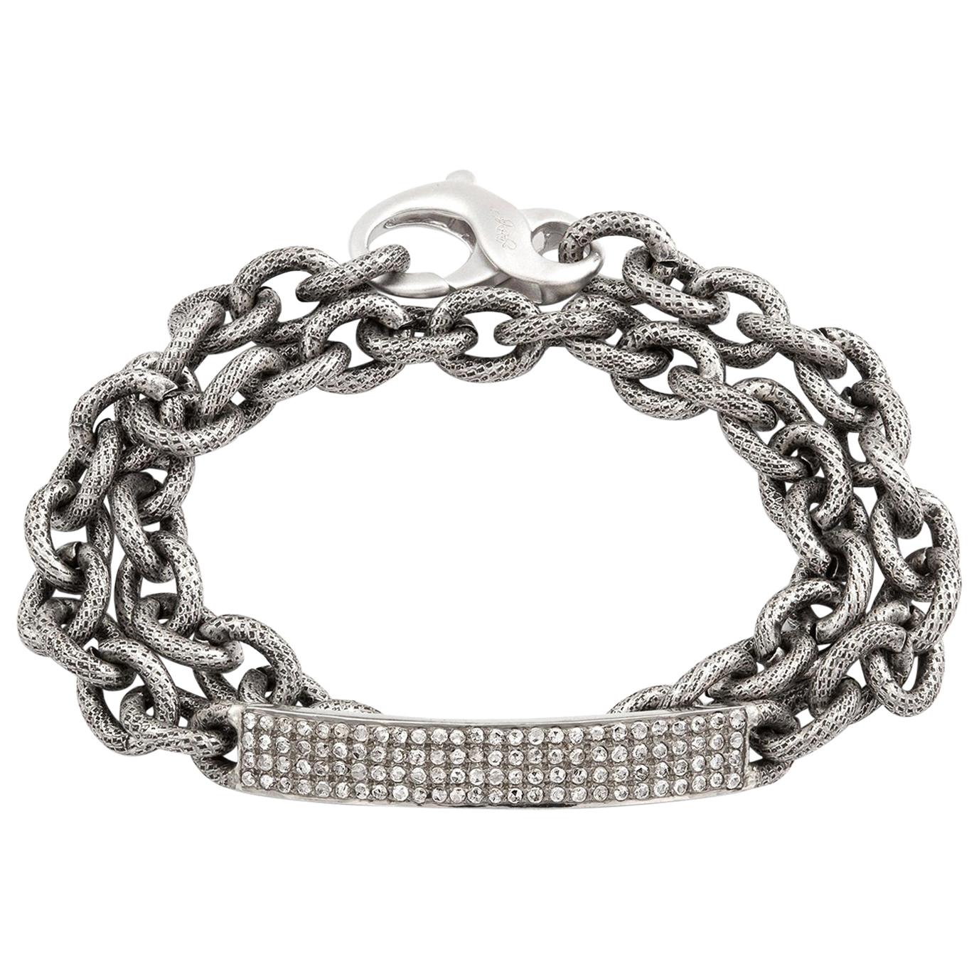 Four-Row Diamond Curved Bar Double Wrap Bracelet