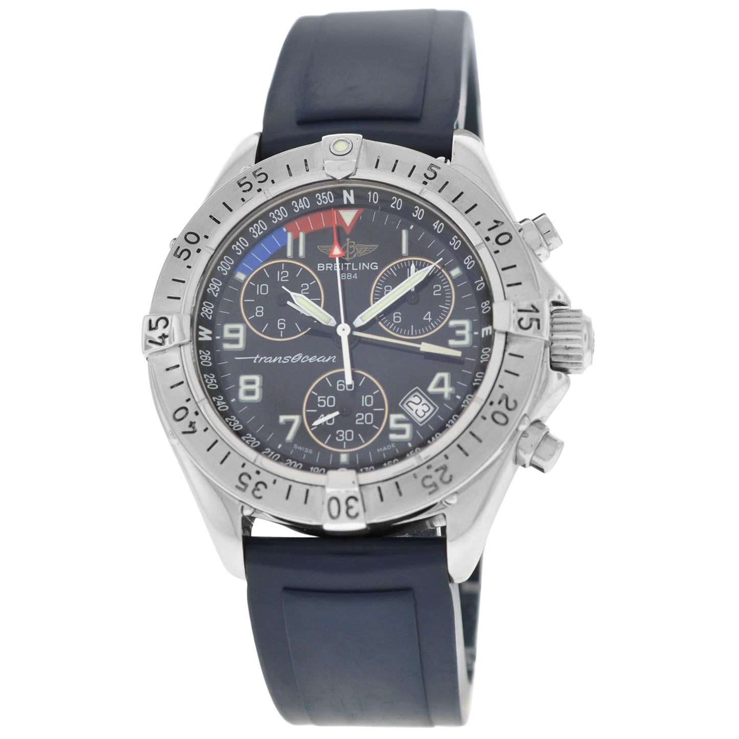 Authentic Men's Breitling SuperOcean Steel Date Quartz Watch For Sale