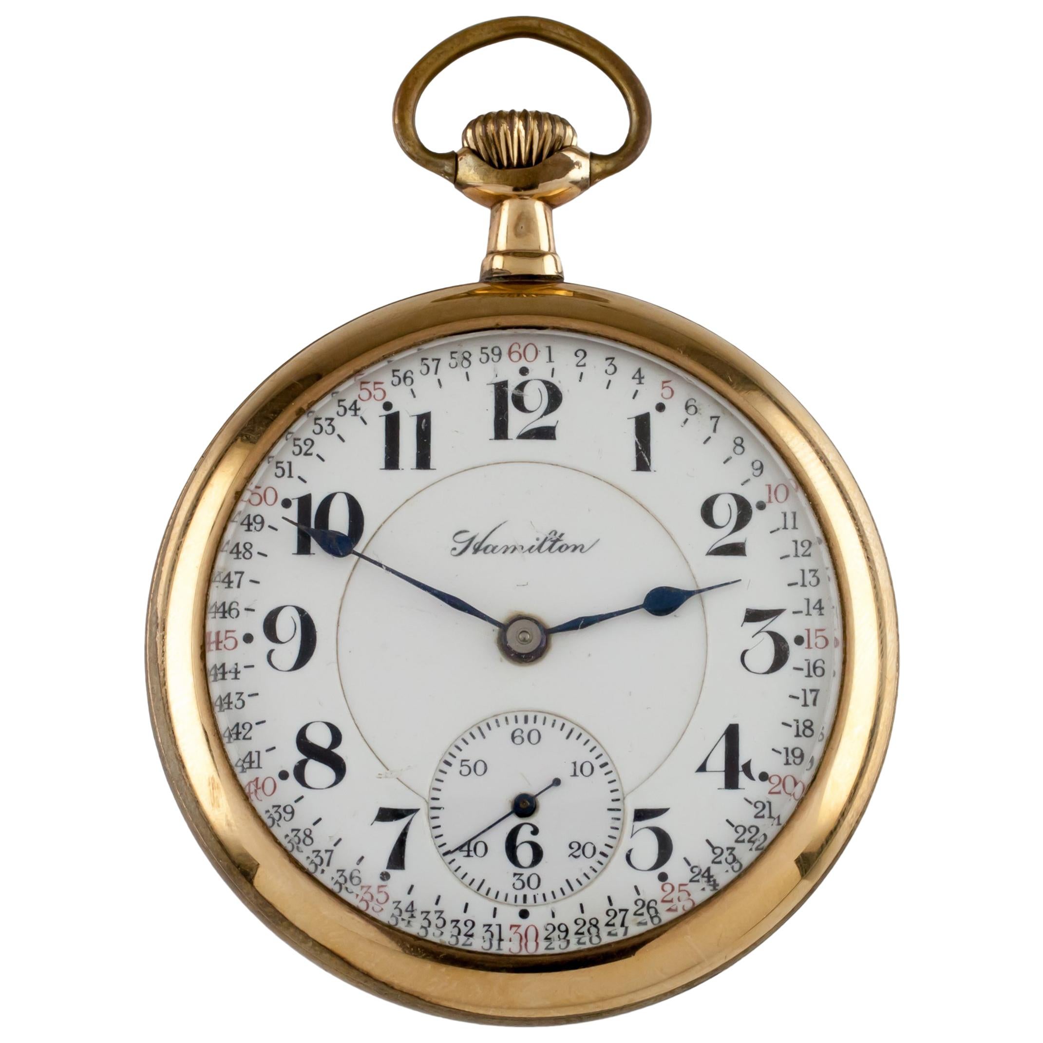 Hamilton Yellow Gold Filled Antique Pocket Watch Gr 992 21 Jewels, 1913