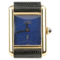 Must de Cartier Vermil Quartz Vintage Watch with Rare Blue Dial