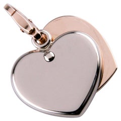 Cartier 18 Karat White and Rose Gold Double Heart Charm Pendant