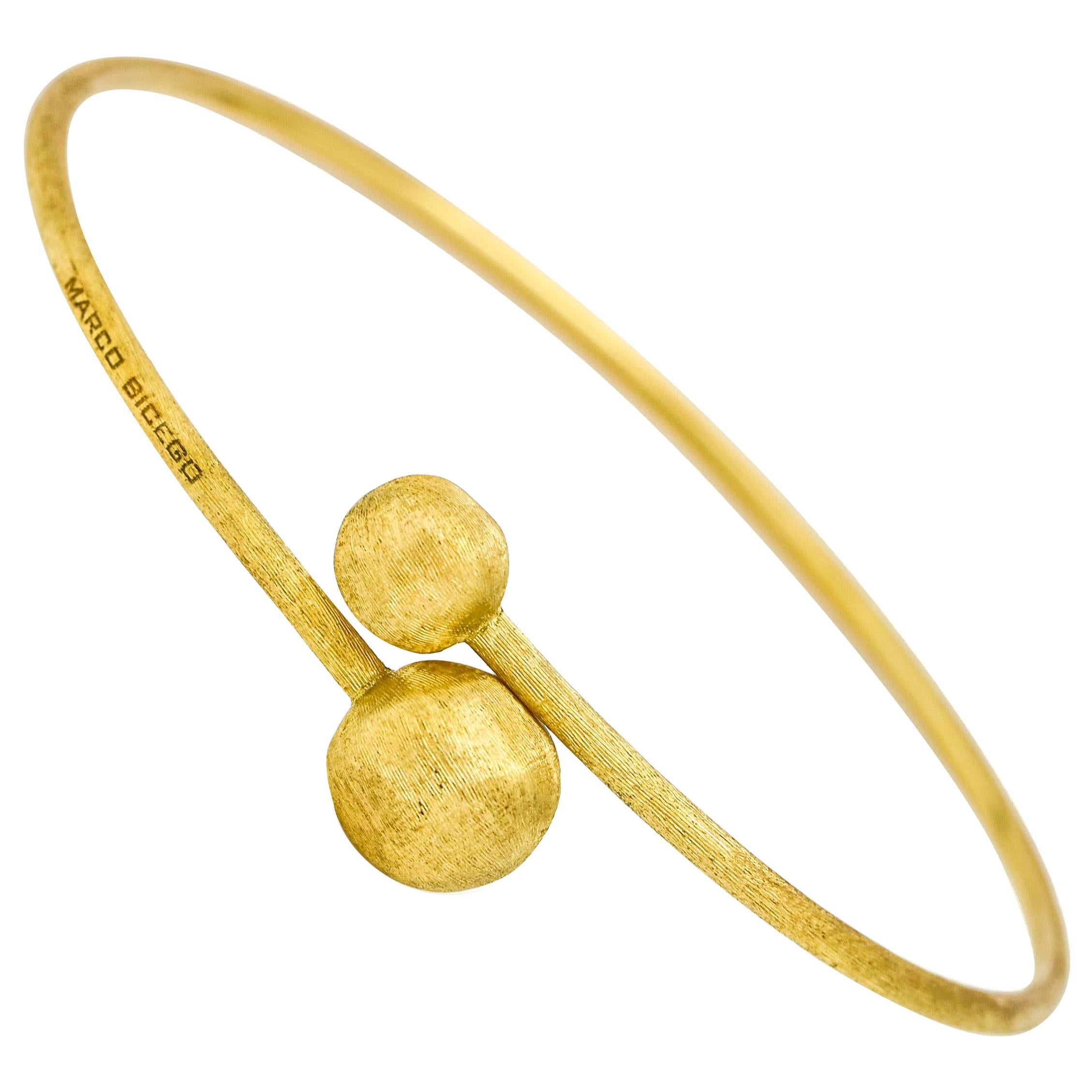 Marco Bicego 18 Karat Yellow Gold Africa Small Bead Hugging Bangle Bracelet