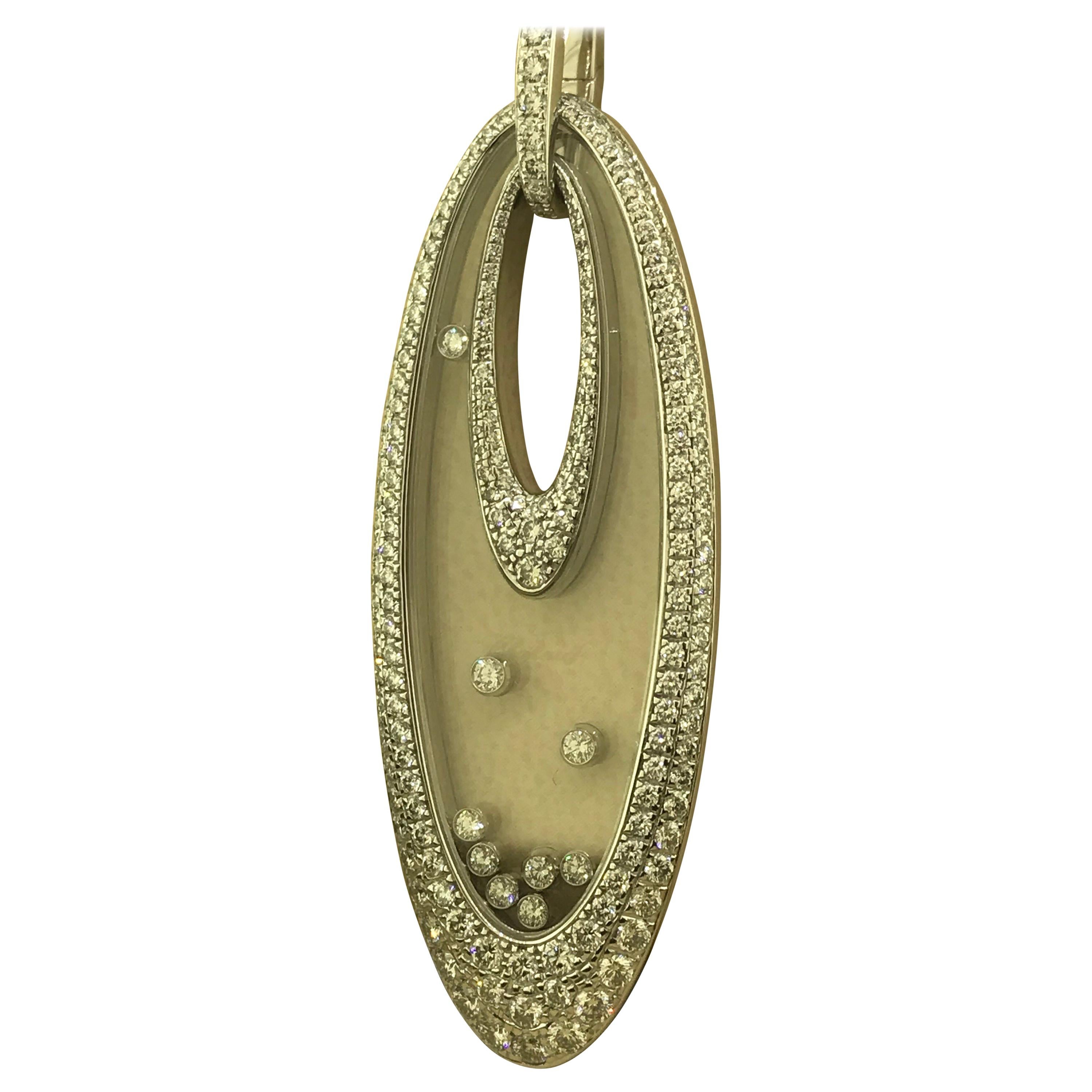 Chopard Happy Diamonds Large Oval White Gold Pendant Necklace 79/7782 For Sale