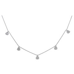 18 Karat White Gold Chain Necklace with Five Drop Pendant with Diamonds