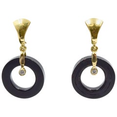 Bernard Passman Black Coral with Diamond Accent Drop Earring