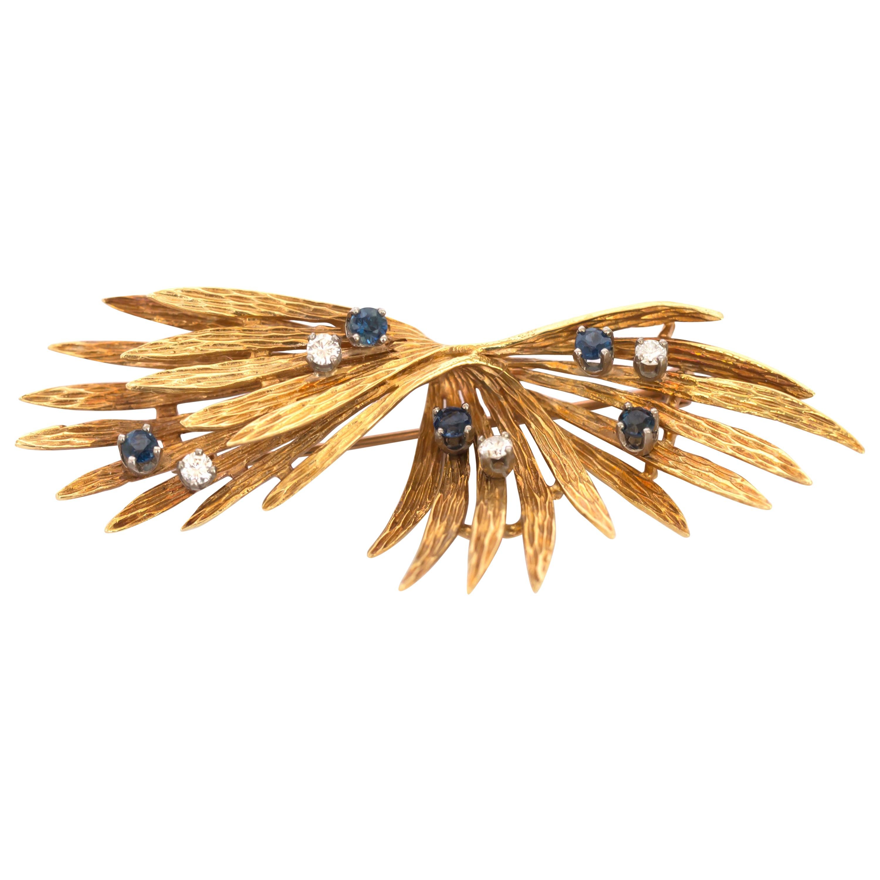 Yellow Gold Brooch For Sale