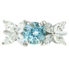 Tiffany & Co. Victoria Platinum 1 Carat Aquamarine Diamond Ring