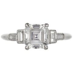 GIA Certified 1.54 Carat Diamond Platinum Art Deco Engagement Ring