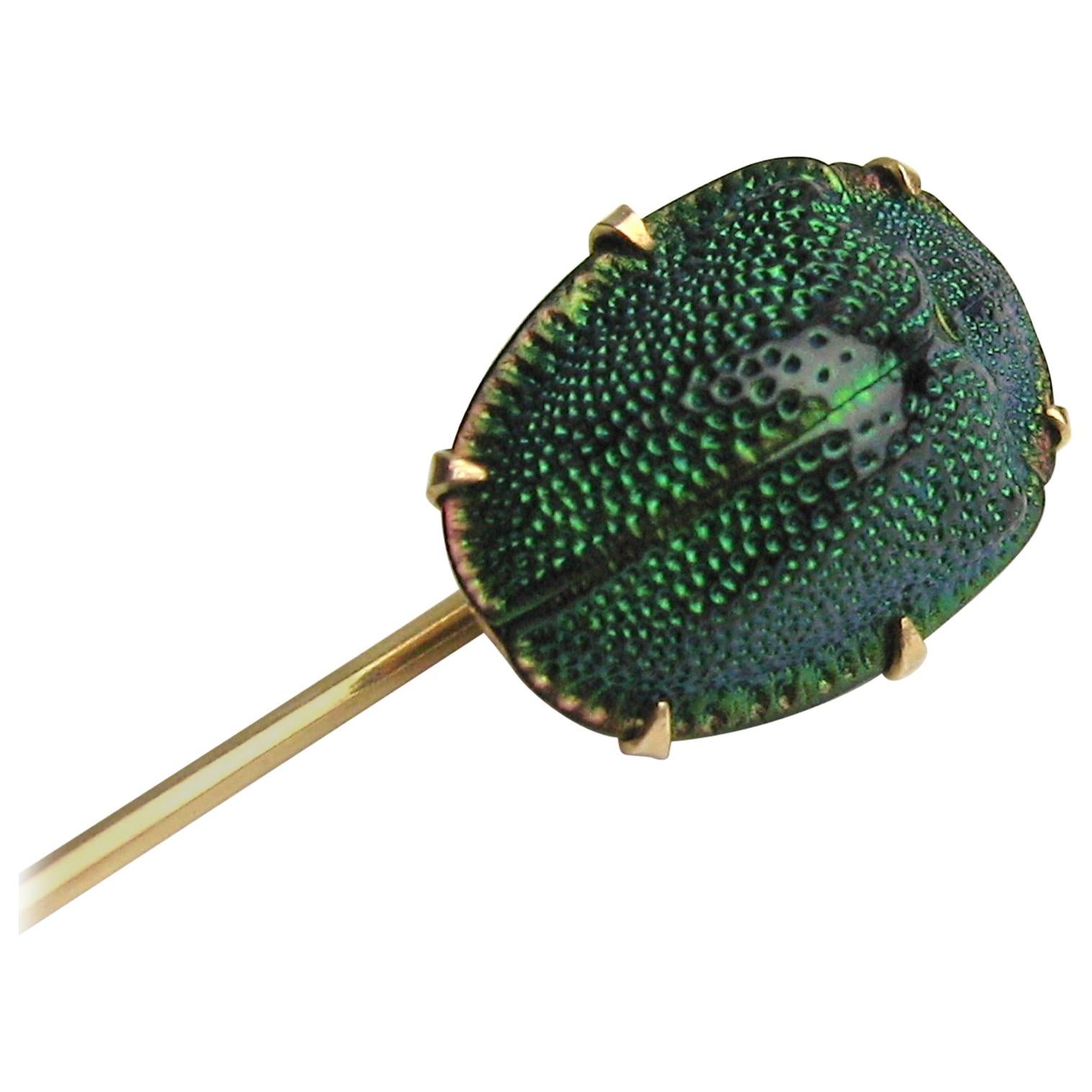 14 Karat Gold Victorian Egyptian Scarab Beetle Brooch Stick Pin