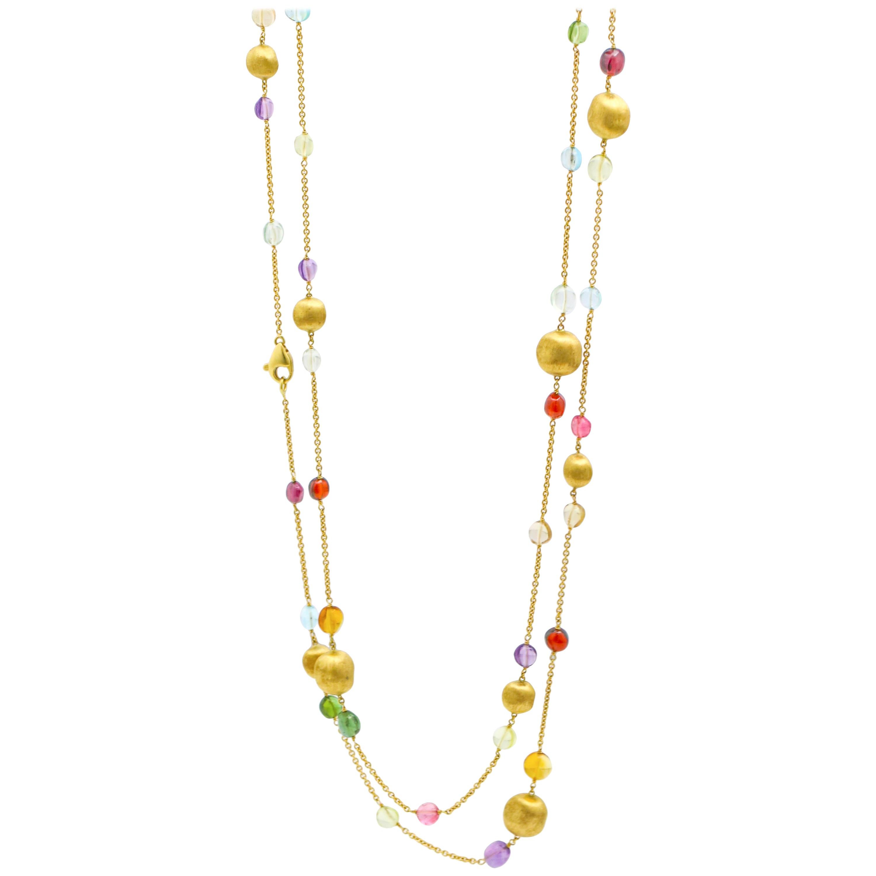 Marco Bicego 18K Yellow Gold and Multi-Colored Gemstone Long Statement Necklace