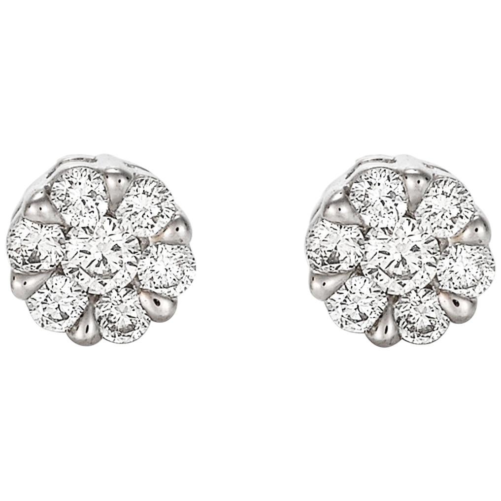 Giulians Medium 18K Diamond Set Cluster Stud Earrings For Sale