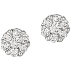 Giulians Large 18K Diamond Set Cluster Stud Earrings