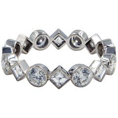 1.98 Carat Handmade Carre Round Cut Diamonds Platinum Eternity Band