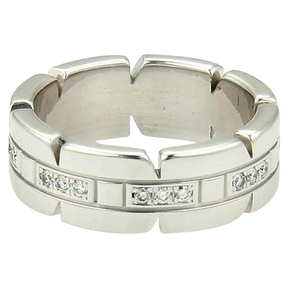 Cartier Tank Francaise 18 Karat White Gold Ring with Diamonds