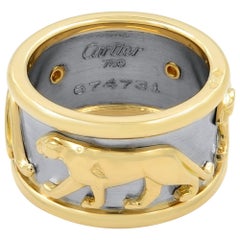 Cartier 18 Karat Yellow Gold and White Gold Panther Ring 5693