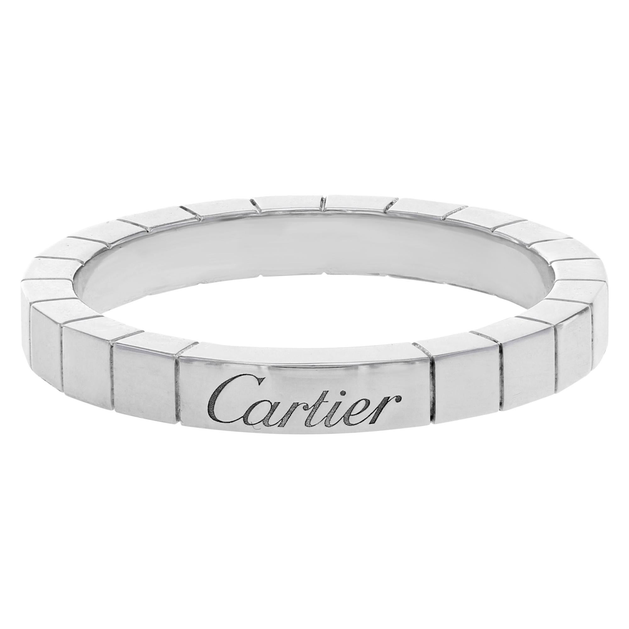 Cartier Wedding Ring Lanieres 18 Karat White Gold Unisex Band