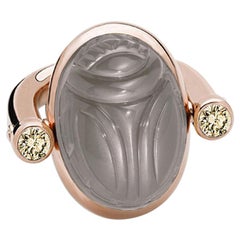 Scarab Ring in 18 Carat Rose Gold with Moonstone and Diamonds