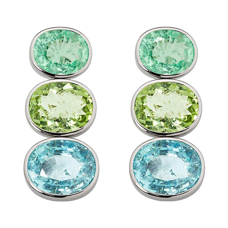 Statement Earrings with African Paraiba Tourmalines of 28.13 Carat For Sale