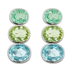 Boucles d'oreilles d'affirmation avec tourmalines paraiba africaines de 28,13 carats