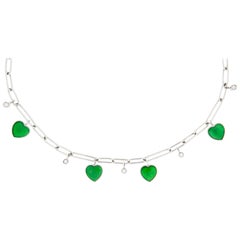 Jona Burmese Jadeite Jade Heart Diamond White Gold Necklace